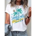 thumbnail image 1 of Women'S Tropical Palm Tree & Sun Salt Graphic T-Shirt - Short Sleeve Round Neck Summer Beachwear Top, 1 of 9