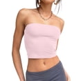 thumbnail image 1 of Women'S Tube Tops Strapless Crop Tops Basic Backless Sleeveless Going Out Outfits Summer Clothes Light Pink XS, 1 of 10