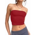 thumbnail image 1 of Women'S Tube Tops Strapless Crop Tops Basic Backless Sleeveless Going Out Outfits Summer Clothes Red XS, 1 of 10