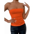 thumbnail image 1 of Women'S Tube Tops Strapless Going Out Crop Tank Top Ruched Bandeau Outfits Sleeveless Y2K Shirts Orange M, 1 of 7