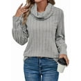 thumbnail image 1 of Women'S - Tunic Sweaters Long Sleeve Ribbed Knit Comfy Loose Casual Fall Sweater Grey L, 1 of 7