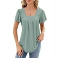 thumbnail image 1 of Women'S Tunic Tops Loose Fit Short Sleeve Shirts Crew Neck Summer Casual Tops Bean Green XL, 1 of 9