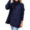 thumbnail image 1 of Women'S Turtle-Neck Oversized Sweaters Long Batwing Sleeve Spilt Hem Tunic Pullover Knit Tops Royal Blue S, 1 of 7