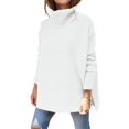 thumbnail image 1 of Women'S Turtle-Neck Oversized Sweaters Long Batwing Sleeve Spilt Hem Tunic Pullover Knit Tops White XXL, 1 of 7