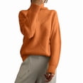thumbnail image 1 of Women'S Turtle Neck Sweater Fall Winter Long Sleeve Chunky Knitted Trendy Pullover Tops Chocolate Color S, 1 of 9