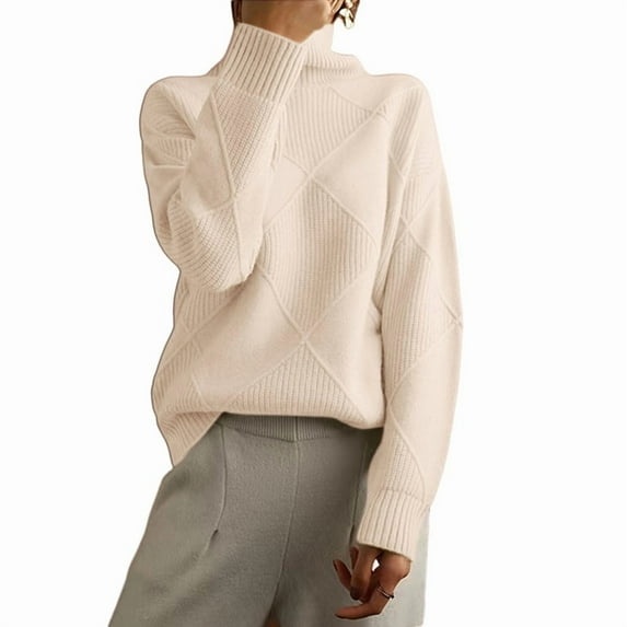 Women'S Turtle Neck Sweater Fall Winter Long Sleeve Chunky Knitted Trendy Pullover Tops Color XXL