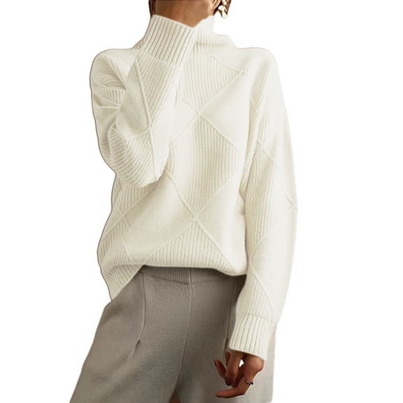 Women'S Turtle Neck Sweater Fall Winter Long Sleeve Chunky Knitted Trendy Pullover Tops Light Yellow XXL