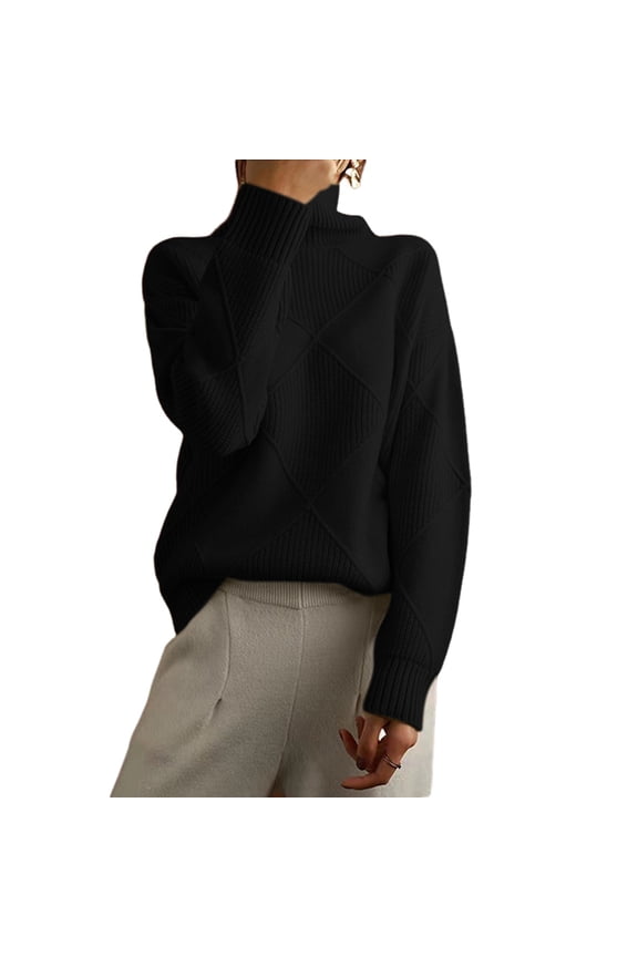 Women'S Turtle Neck Sweater Fall Winter Long Sleeve Chunky Knitted Trendy Pullover Tops