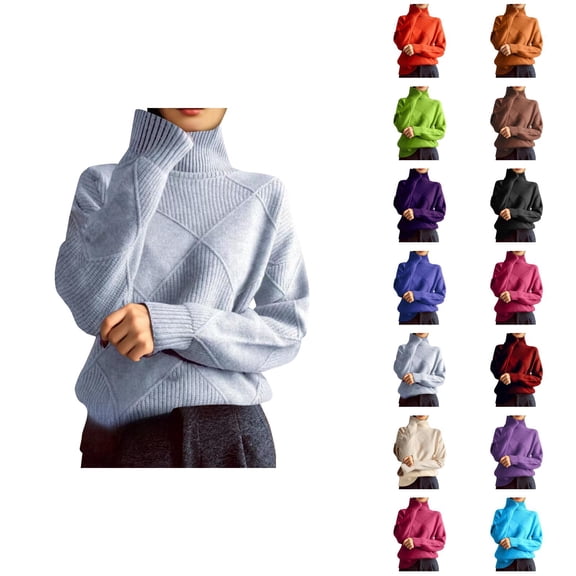 Women'S Turtleneck Sweaters 2026 Fall Winter Casual Long Sleeve Plain Knit Pullover Sweater Jumper Tops