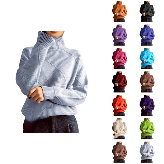 Women'S Turtleneck Sweaters 2026 Fall Winter Casual Long Sleeve Plain Knitted Pullover Sweater Jumper Tops