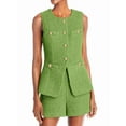 thumbnail image 1 of Women'S Two Piece Casual Suit Set Sleeveless Button Vest Shorts Office Business Suit Green M, 1 of 9
