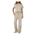 thumbnail image 1 of Women'S Two-Piece Casual Suit Travel Sportswear Short-Sleeved Wide-Leg Casual Sports Suit Apricot Suit S, 1 of 7