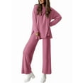 thumbnail image 1 of Women'S Two Piece Lounge Sets Matching Long Sleeve Shirts Wide Leg Pants Tracksuits Fall Clothes Pink M, 1 of 9