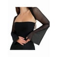 thumbnail image 1 of Women'S Two Piece Sets Mesh Long Sleeve Corset Top Trendy Y2K Square Neck Going Out Bustier Crop Shawl Tops Black S, 1 of 5