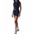 thumbnail image 1 of Women'S Two Piece Sets Summer Slim Fitted Short Sleeve Tops Foldover Shorts Matching Lounge Sets Dark Blue XL, 1 of 7