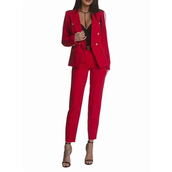 Women'S Two Piece Suits - Business Blazer Pants Suit Set, Professional Work Outfit for Office Red XL