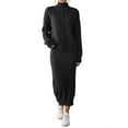 thumbnail image 1 of Women'S Two Piece Sweater Skirt Sets Knit Sweater Top Bodycon Skirt 2 Piece Outfits Black M, 1 of 8