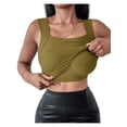 thumbnail image 1 of Women'S U Neck Shapewear Built-in Bra Tank High Strechy Sleeveless Slim Fit Tops Camisole Tops Green S, 1 of 8