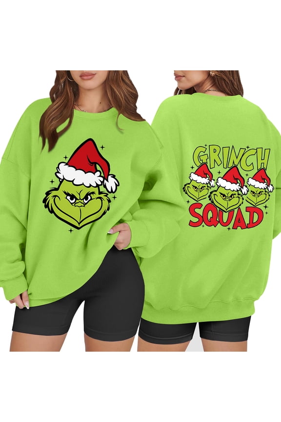 Women'S Ugly Christmas Sweatshirt Xmas Long Sleeve Crewneck Pullover Fluorescent Green XXL