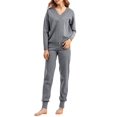 thumbnail image 1 of Women'S V Neck 2 Piece Sweater Set Pullover Casual High-Waisted Knit Set Sweatsuits Gray One size, 1 of 5