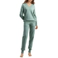 thumbnail image 1 of Women'S V Neck 2 Piece Sweater Set Pullover Casual High-Waisted Knit Set Sweatsuits Green One size, 1 of 5