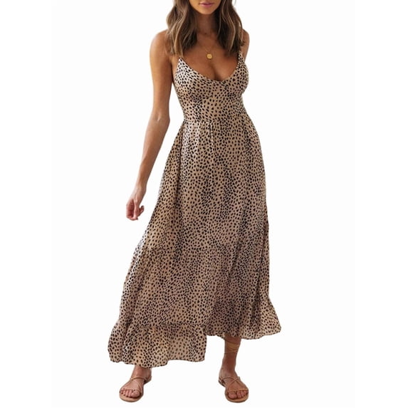 Women'S V-Neck Backless Tie Strap Maxi Dress Fashion Flared Skirt Elegant Evening Gown As Shown S