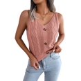 thumbnail image 1 of Women'S V Neck Buttons Knit Tank Tops Summer Casual Sleeveless Shirts Sweater Vest Pink L, 1 of 10