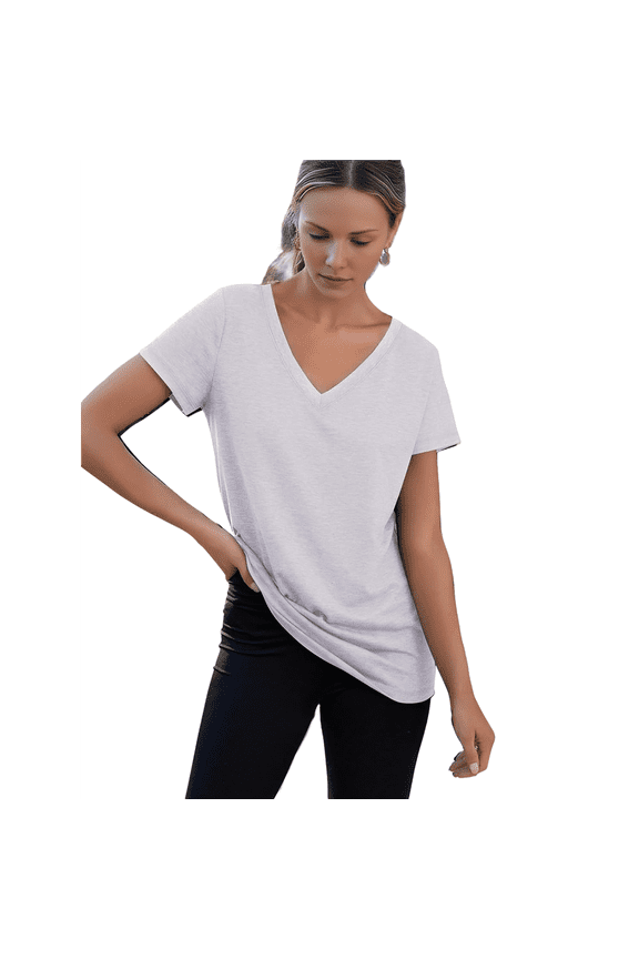 Women'S V-Neck Casual T-Shirt White M