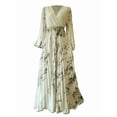 thumbnail image 1 of Women'S V Neck Floral Printed Pleated Dress Long Sleeve Flowy A Line Party Maxi Cocktail Dresses Light Yellow S, 1 of 7