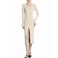 thumbnail image 1 of Women'S V-Neck Front Slit Rib Button Down Sweater Dress Cream White XL, 1 of 7