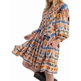 thumbnail image 1 of Women'S V-Neck Long Sleeve Printed Short Dress Loose Casual Bohemian Style Mini Beach Dress Apricot Color XL, 1 of 9