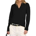 thumbnail image 1 of Women'S V Neck Long Sleeve Sweaters Dressy Casual Business Basic Knit Pullover Top Black 5XL, 1 of 9