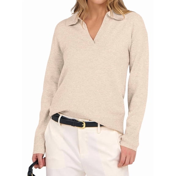 Women'S V Neck Long Sleeve Sweaters Dressy Casual Business Basic Knit Pullover Top Color 4XL