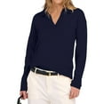 thumbnail image 1 of Women'S V Neck Long Sleeve Sweaters Dressy Casual Business Basic Knit Pullover Top Navy Blue L, 1 of 9