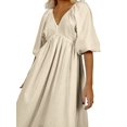 thumbnail image 1 of Women'S V Neck Short Puff Sleeve A Line Midi Dress Color L, 1 of 8