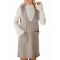 thumbnail image 1 of Women'S V Neck Sleeveless Knitted Solid Short Sweater Dress with Pockets Flower Gray S, 1 of 8