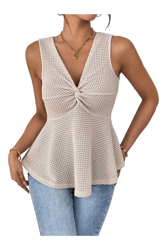 Women'S V Neck Twist Front Summer Going Out Crop Tops  M