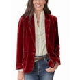 thumbnail image 1 of Women'S Velvet Blazer Jacket Casual Button Up Long Sleeve Cardigan Suits Business Coat with Pockets Wine Red XL, 1 of 4