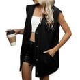 thumbnail image 1 of Women'S Vintage Denim Jean Vest Oversized Button Down Jean Waistcoat Gilet Black L, 1 of 9