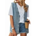 thumbnail image 1 of Women'S Vintage Denim Jean Vest Oversized Button Down Jean Waistcoat Gilet Light Blue L, 1 of 8