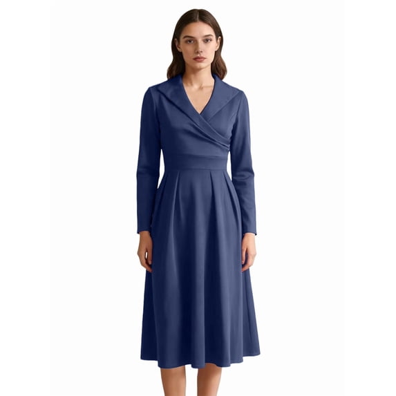 Women'S Vintage Dress Fall Fit Long Sleeve Elegant Cocktail Party Formal Church Dresses S
