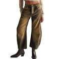 thumbnail image 1 of Women'S Vintage Low Waist Stretchy Boyfriend Wide Leg Jeans Butt Lifting Baggy Denim Pants Caramel Color M, 1 of 5