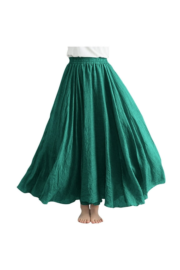 Women'S Vintage Stretch High Waist A-Line Long Skirts With Pockets Clearance Sale Women Casual Summer Large Solid Elastic Waist Flax A-line Ankle Skirt Camouflage A Free Size