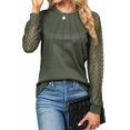 thumbnail image 1 of Women'S Waffle Knit Tops Dressy Business Casual Blouses Lace Long Sleeve Work Shirts Fall Clothes  Green S, 1 of 8