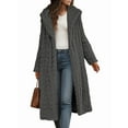 thumbnail image 1 of Women'S Warm Fleece Long Sleeve V Neck Button Down Casual Jacket Hooded Cardigan Fall Winter Coats Grey L, 1 of 6