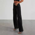 thumbnail image 1 of Women'S Washed Wide Leg Casual Loose Straight Long Floor Length Pants Trousers For Women Fashion Comfort Fit Streetwear Style, 1 of 9
