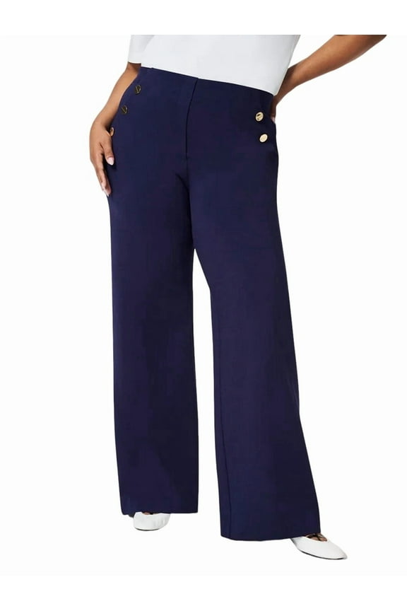 Women'S Wide Leg Dress Pants High Waisted Stretch Work Pants Office Business Casual Slacks Pockets Navy Blue S