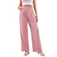 thumbnail image 1 of Women'S Wide Leg Dress Pants High Waisted Trousers Business Casual Slacks Button Palazzo Pant Pink XXL, 1 of 9