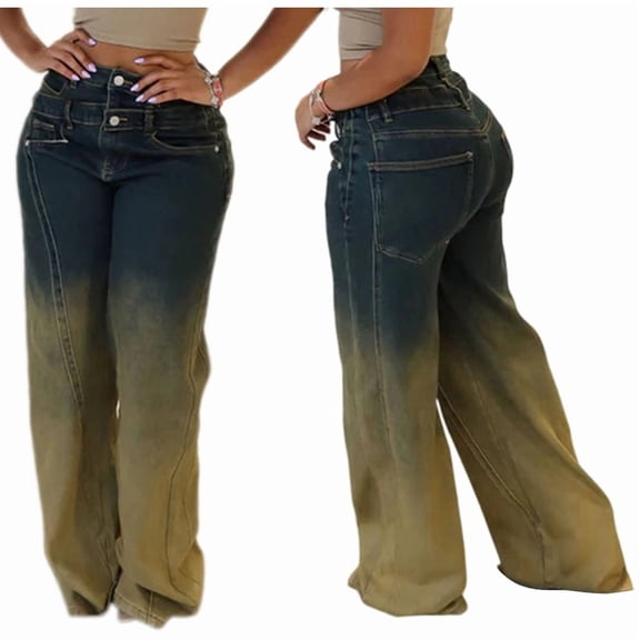 Women'S Wide Leg Jeans Baggy Jeans Mid Waist Stretch Boyfriend Denim Pants Vintage Trousers with Pocket XXL