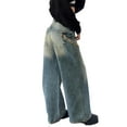 thumbnail image 1 of Women'S Wide Leg Jeans Distress Mid Waist Denim Pants Vintage Y2K Trousers Nostalgic Blue M, 1 of 8